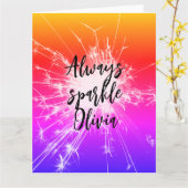 Immer Motivierend rosa individuelle Name sparkeln Karte (Gelbe Blume)