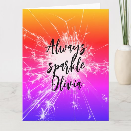 Immer Motivierend rosa individuelle Name sparkeln Karte (Vorderseite)