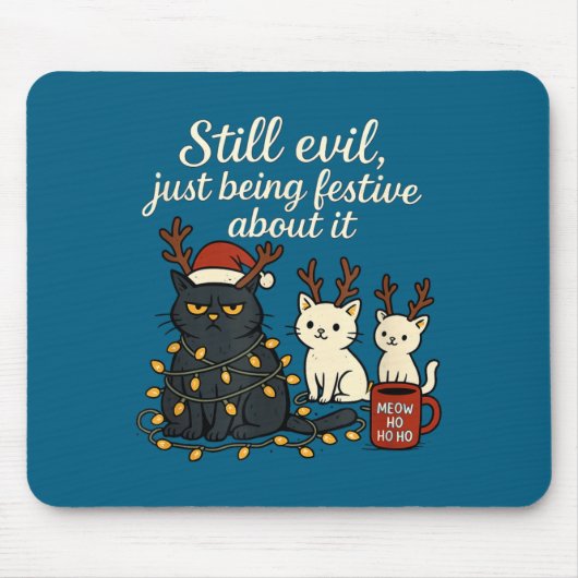 Immer noch böse, nur festlich dabei Lustige Katze Mousepad (Vorne)