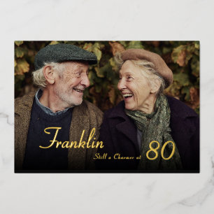 Immer noch charmante männliche 80. Foto-Geburtstag Folieneinladung