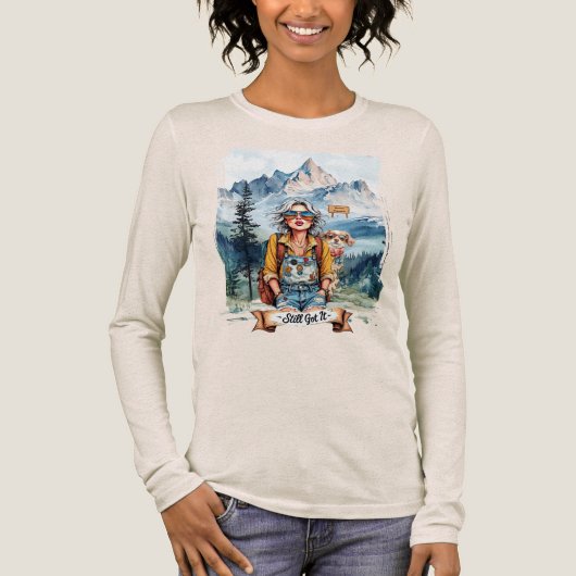 Immer noch dabei! Boho-Hippie-Dame beim Bergwander Tri-Blend Shirt (Vorderseite)