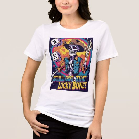 Immer noch dieser Glücksknochen – Würfel rollender Tri-Blend Shirt (Vorderseite)