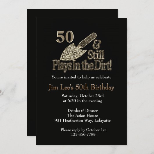 Immer noch spielt in Dirt Garening JEDES Alter Geb Einladung (Vorne/Hinten)