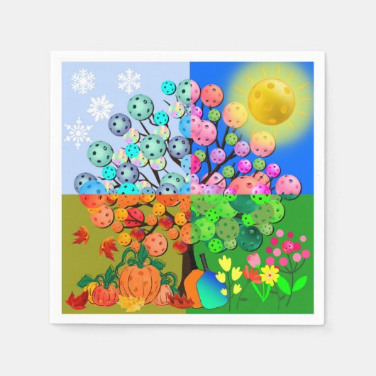 Immer Picklebens Jahreszeit Winter Frühling Herbst Serviette (Vorderseite)