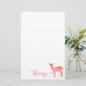 Immer rosa Wasserfarbe Hirsche Briefpapier (Stehend Vorderseite)