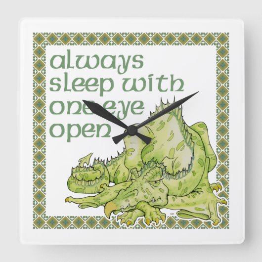 Immer Schlaf mit einem Auge offen Quadratische Wanduhr (Vorderseite)