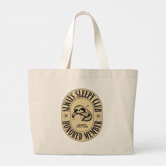 Immer schläfrig Club Tote Beutel - Funny Sloth Des Jumbo Stoffbeutel (Rückseite)