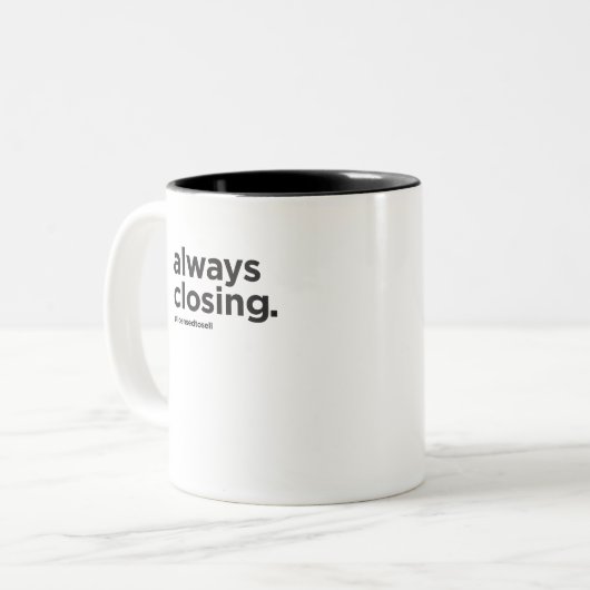 Immer schließender lustiger wirklicher zweifarbige tasse (Vorderseite Links)