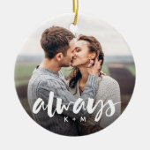 Immer Skriptüberlagerung Personalisierter Paare Fo Keramik Ornament (Vorne)