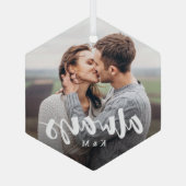 Immer Skriptüberlagerung Personalisierter Paare Fo Ornament Aus Glas (Rückseite)