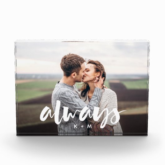 Immer Skriptüberlagerung Personalisierter Paare Fotoblock (Vorderseite)