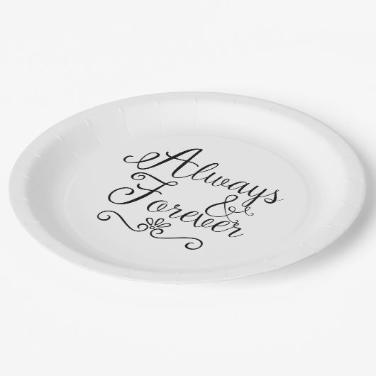 Immer u. für immer Wedding PapierTeller (Schrägansicht)