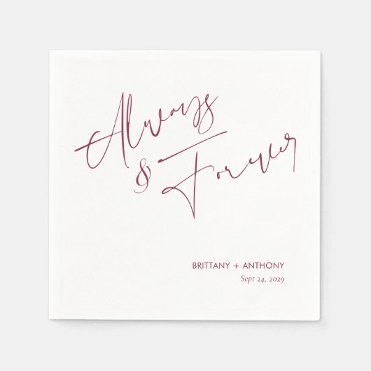 Immer und ewig Berry-Et-Zeichen-Script-Hochzeit Serviette (Vorderseite)