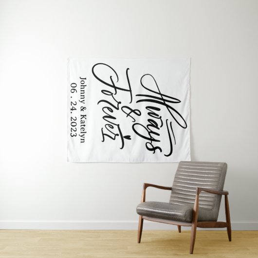 Immer und für immer benutzerdefinierter Hochzeitsh Wandteppich (Beispiel (Horizontal))