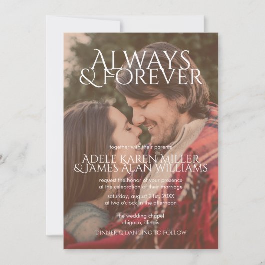 Immer und für immer | Benutzerdefiniertes Foto | H Einladung (Vorderseite)