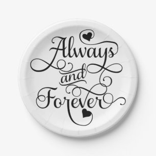 Immer und für immer, Hochzeit oder Valentinstag Pappteller