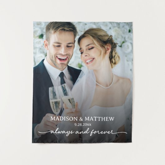 Immer und für immer Hochzeitsband Foto Wandteppich (Vorderseite)