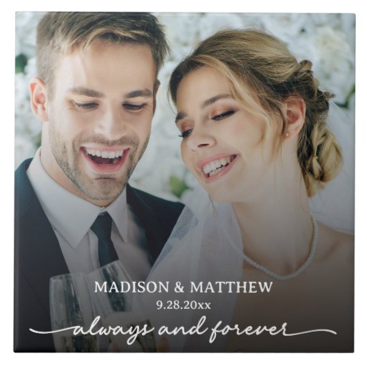 Immer und für immer maßgeschneidertes Hochzeitsfes Fliese (Vorderseite)