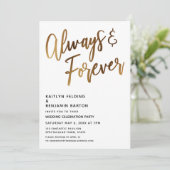 Immer und für immer Minimale Gold Handwriting Einladung (Stehend Vorderseite)