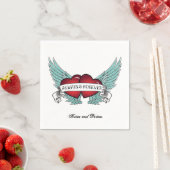 Immer und immer Rockabilly-Flügelherz Serviette (Beispiel)