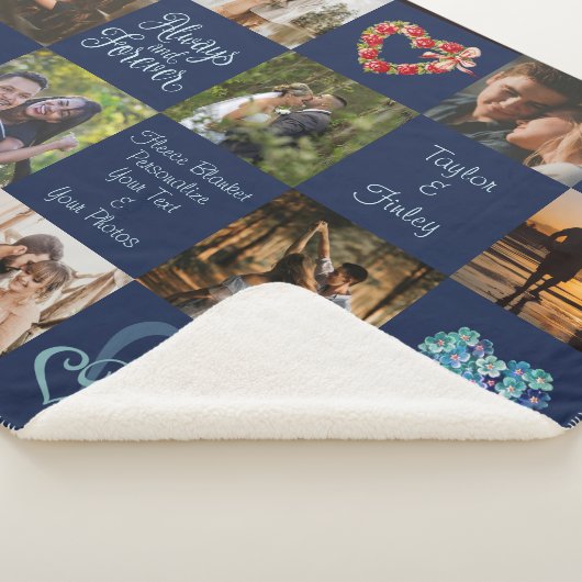 Immer und immer Romantisches Herz Navy Foto Sherpadecke (3/4)