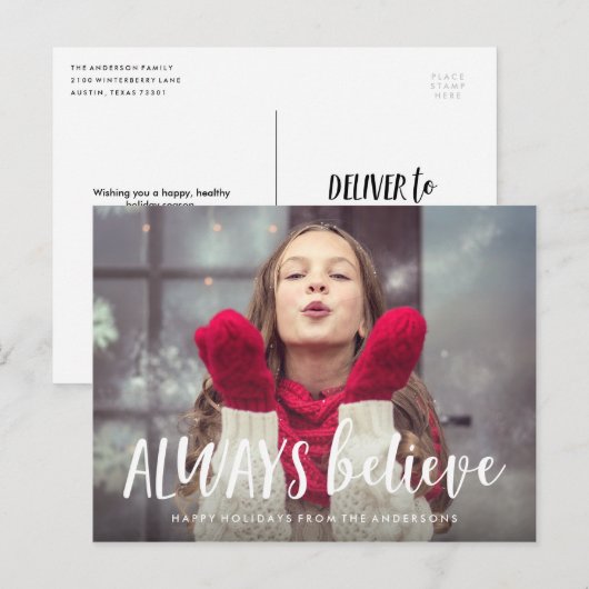 Immer Urlaub Foto Postkarte glauben (Vorne/Hinten)