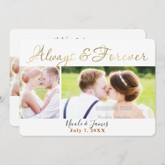 IMMER & VORBEREITETES GOLD WEDD 4 Foto Foto Einladung (Vorne/Hinten)