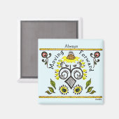 Immer vorwärts gehen Sonnenblumen-Folk-Muster Magnet (Vorderseite/Rückseite)