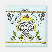 Immer vorwärts gehen Sonnenblumen-Folk-Muster Magnet (Vorne)