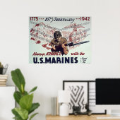 Immer vorwärts mit U.S. Marines Poster (Heimbüro)