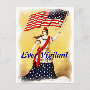 "Immer Wachsam" Vintage Patriotisch Postkarte