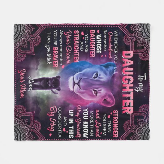 Immer wenn sich U überwältigt Löwe Mama zu Tochter Fleecedecke (Vorderseite (Horizontal))