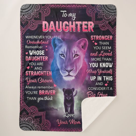 Immer wenn sich U überwältigt Löwe Mama zu Tochter Sherpadecke (Vorderseite)