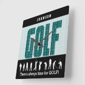 Immer Zeit für Golf Quadratische Wanduhr (Winkel)