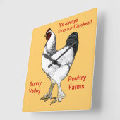 Immer Zeit für Hühnerrestaurant oder Bauernküche Quadratische Wanduhr (Winkel)