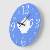Immer Zeit für Tee Süß Blau und Weiße Küche Große Wanduhr (Winkel)