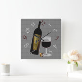 Immer Zeit für Wein Quadratische Wanduhr (Zuhause)