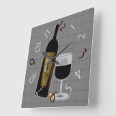 Immer Zeit für Wein Quadratische Wanduhr (Winkel)