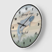 "Immer Zeit zum Fischen" Wall Clock Große Wanduhr (Winkel)