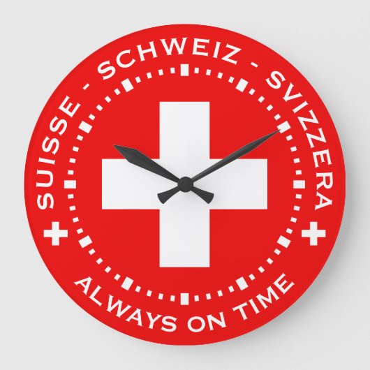 Immer zur Zeit Schweizer Flagge Schweizer Uhr Wall (Vorderseite)
