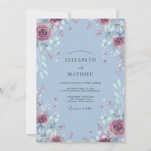Immergrün-Amethyst-Blatt-Hochzeit Einladung