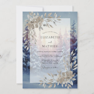 Immergrün-Amethyst-Blatt-Hochzeit Einladung