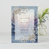 Immergrün-Amethyst-Blatt-Hochzeit Einladung (Stehend Vorderseite)