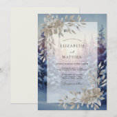 Immergrün-Amethyst-Blatt-Hochzeit Einladung (Vorne/Hinten)