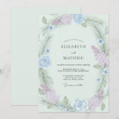 Immergrün-Amethyst-Kranz-Hochzeit Einladung (Vorne/Hinten)