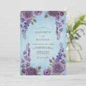 Immergrün Amethyst-Rosen-Hochzeit Einladung (Stehend Vorderseite)