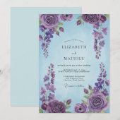 Immergrün Amethyst-Rosen-Hochzeit Einladung (Vorne/Hinten)
