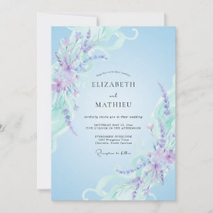 Immergrün-Amethyst-Zweig-Eukalyptus-Hochzeit Einladung