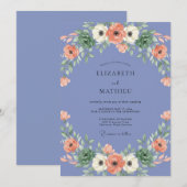Immergrün-Anemone Gemalte Hochzeit Einladung (Vorne/Hinten)
