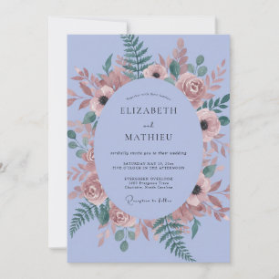 Immergrün-Anemonen-Farn-Hochzeit im Vintage-Stil Einladung